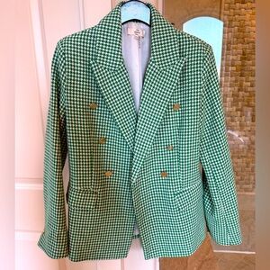 Green Houndstooth Blazer